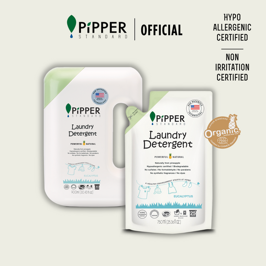 PiPPER STANDARD Laundry Detergent - Eucalyptus Bundle 900ml + Refill Pouch 750ml