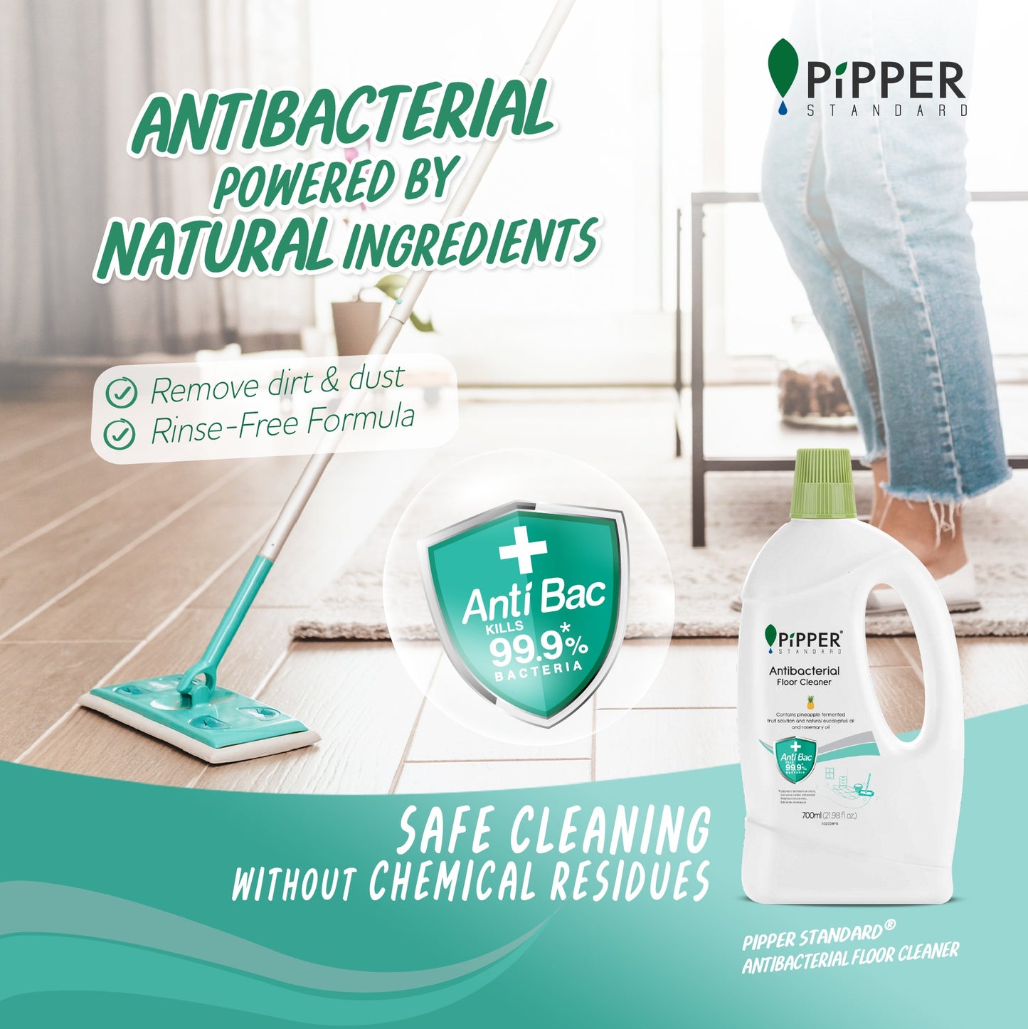 Pipper Standard Anti-Bacterial Floor Cleaner - Eucalyptus 700ml