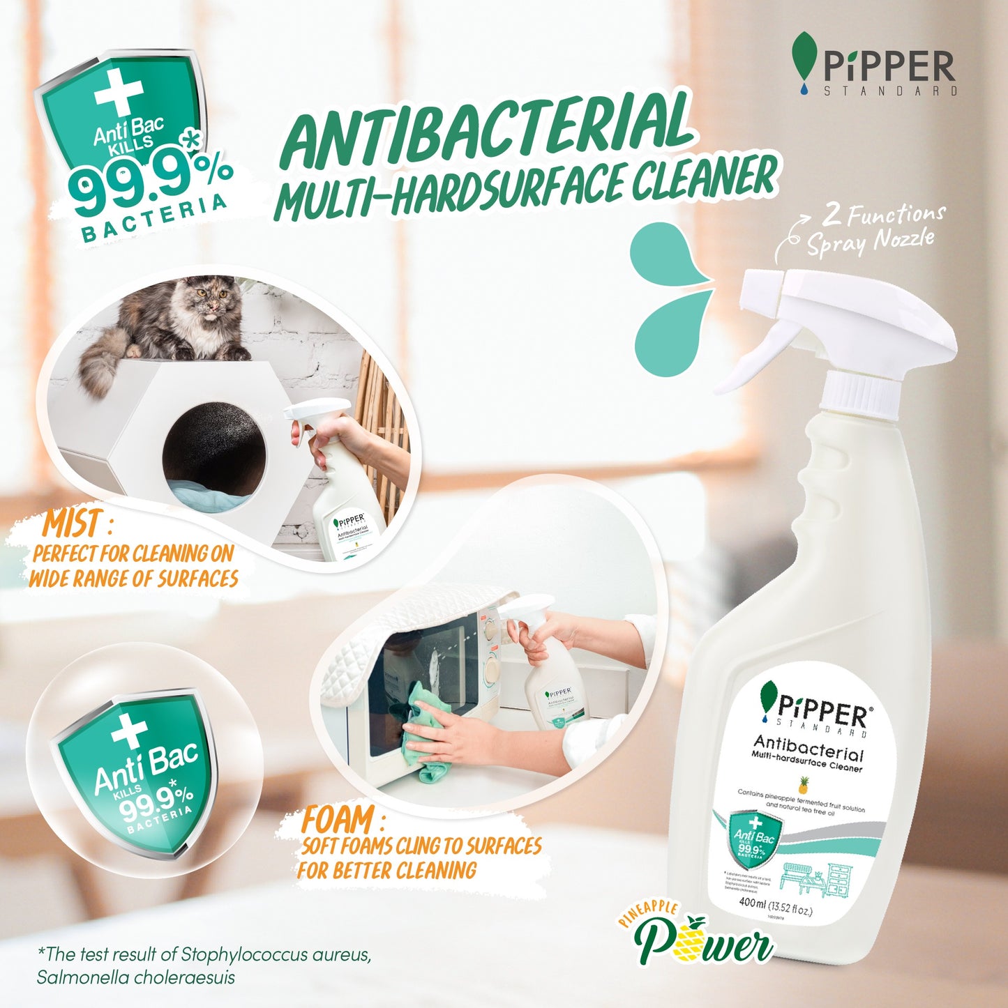 Pipper Standard Anti-Bacterial Multi-Surface Cleanser - Eucalyptus 400ml