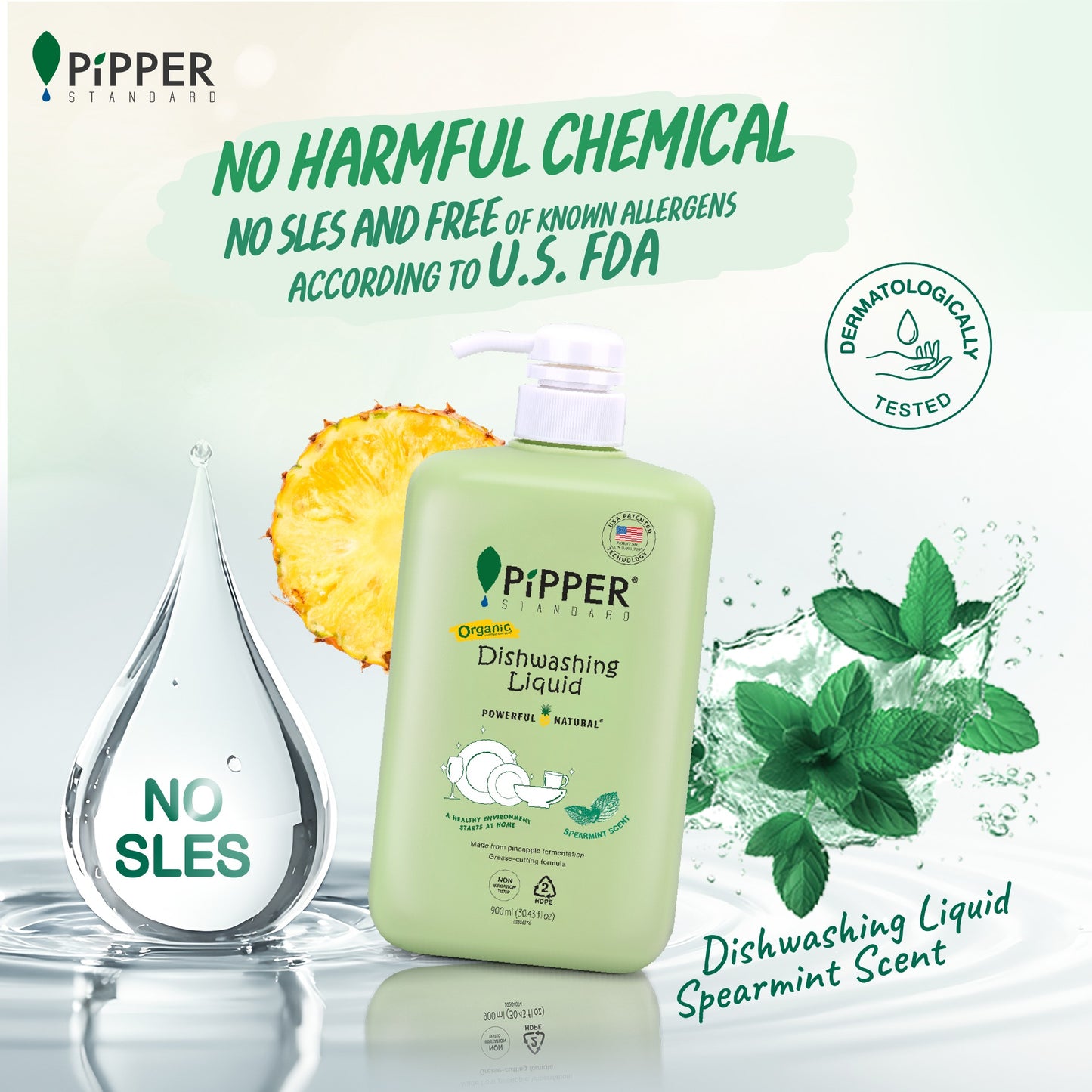 Pipper Standard Dishwashing Liquid - Spearmint 900ml