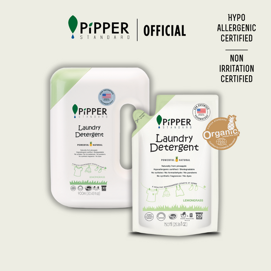 PiPPER STANDARD Laundry Detergent - Lemongrass Bundle 900ml + 750ml Refill Pouch